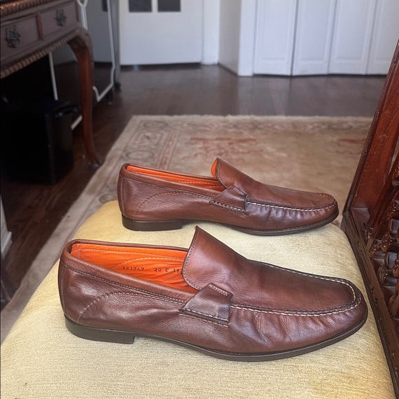 Santoni Faith Brown Leather Moc Toe Slip-On Loafer Shoes Men\'s Size 11.5 EE Wide main image 13